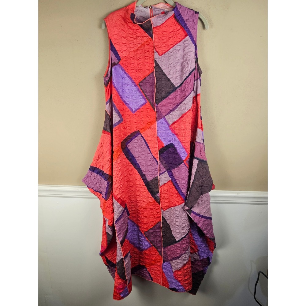 IC Collection Womens Pink Multi Back Zip Dress 7303D Medium Lagenlook Artsy‎